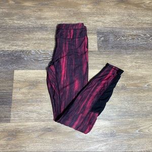 LEGGINGS KYODAN HYODAN HIGH WAIST  BLACK/RED PATTERN MESH ANKLE SIZE S